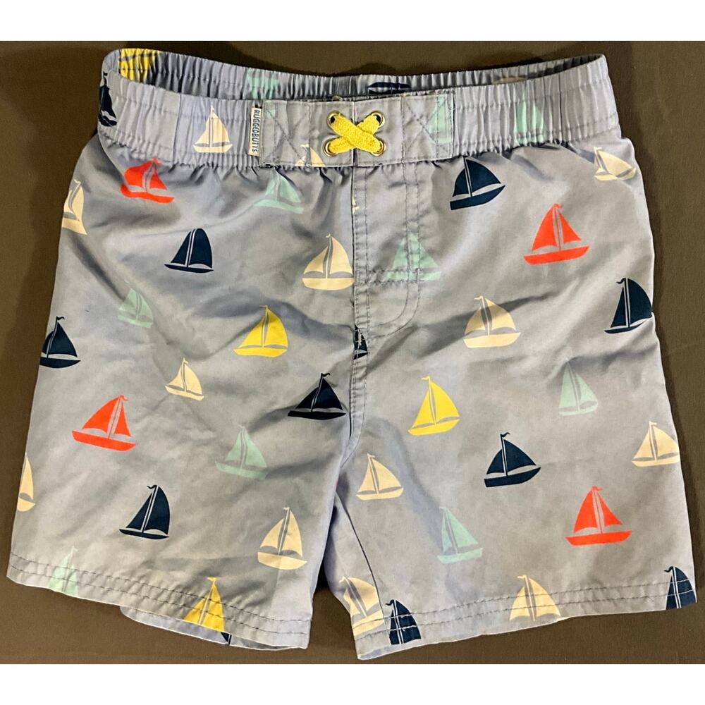 Boy's Size 6 Rugged Butts Swim Trunks Shorts Lined Drawstrings Sail Boat Design